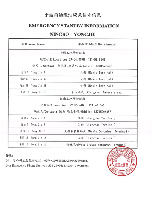 宁波甬洁溢油应急处置